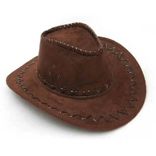 New Cowboy Hat Suede Look Wild West Fancy Dress Men Wholesale Brim Cap