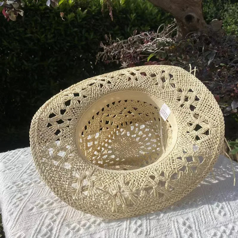 Western Cowboy Straw hat women Fashion Large Brim straw hat Party