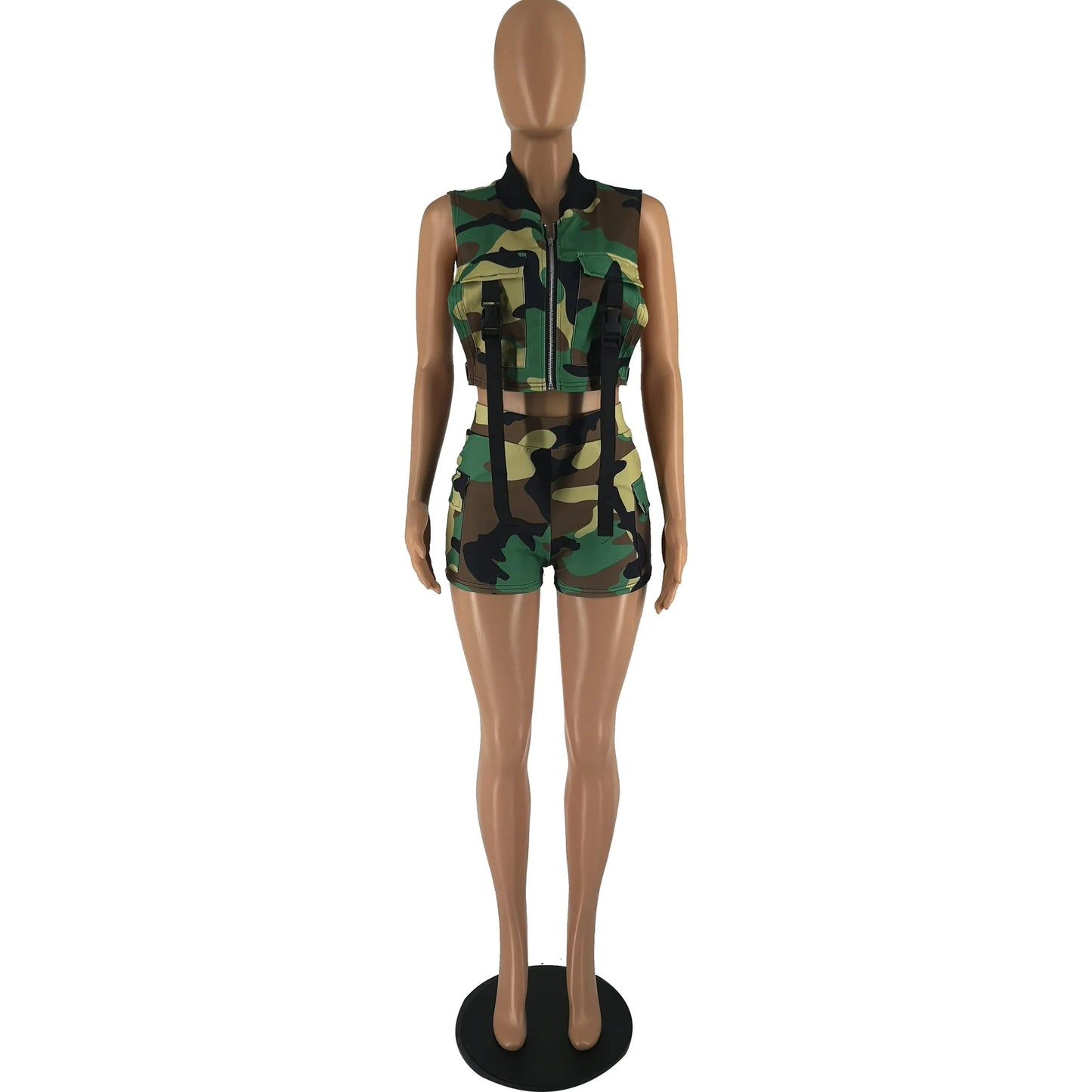 2023 Summer New Camouflage Frock Vest Jacket Shorts Leisure Time