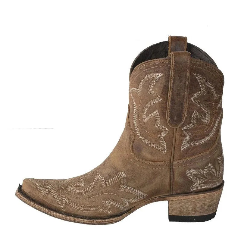 Casual Autumn Winter Western Cowboy Ankle Boots Women Snake Leather