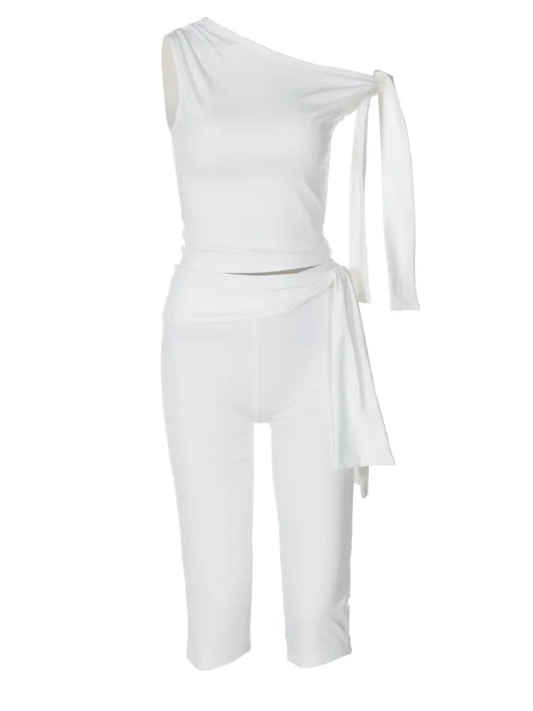 Tossy White Shorts 2 Piece-Set Female See-Through Slim Pleated Fashion