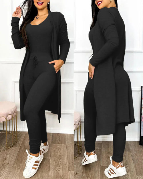 Jumpsuit Women Fashion 2023 Autumn Two Piece U-Neck Sleeveless