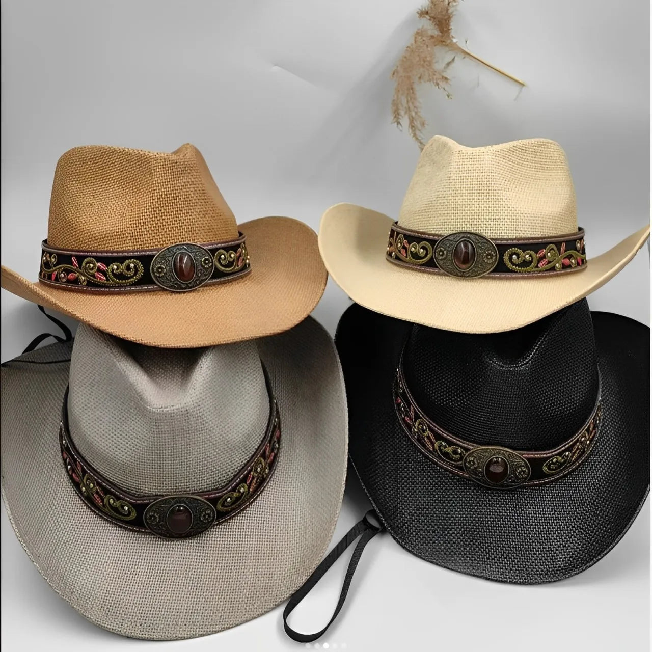 New embroidered bull head accessories men's cowboy hat belt decoration