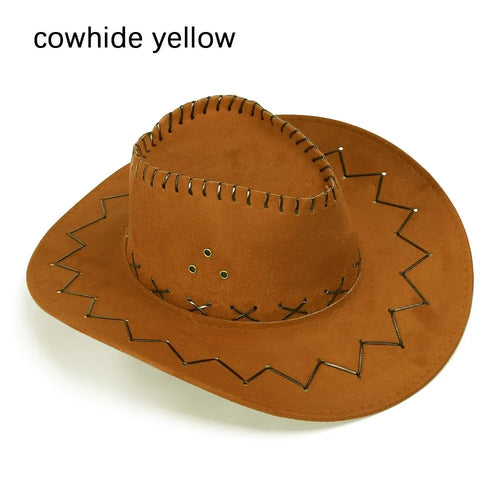 Women Men Cowboy Hat Western Suede Cowgirl Hats Fashion West Fancy