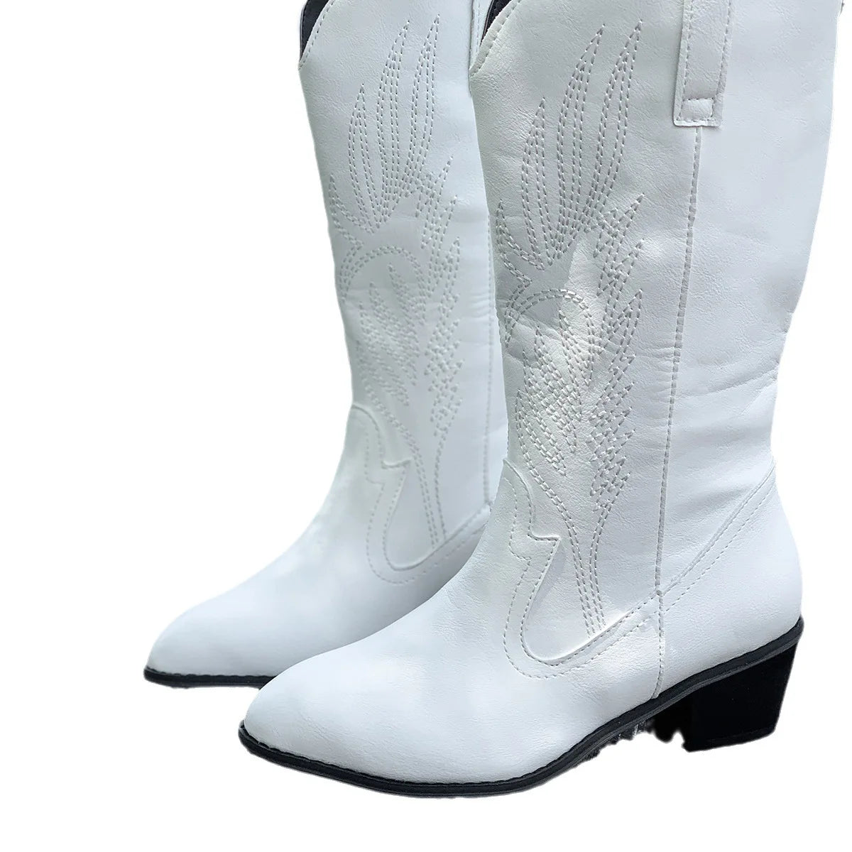 Winter Punk Boots Fashion Slip on Shoes Ladies Elegant Thick Sole Long