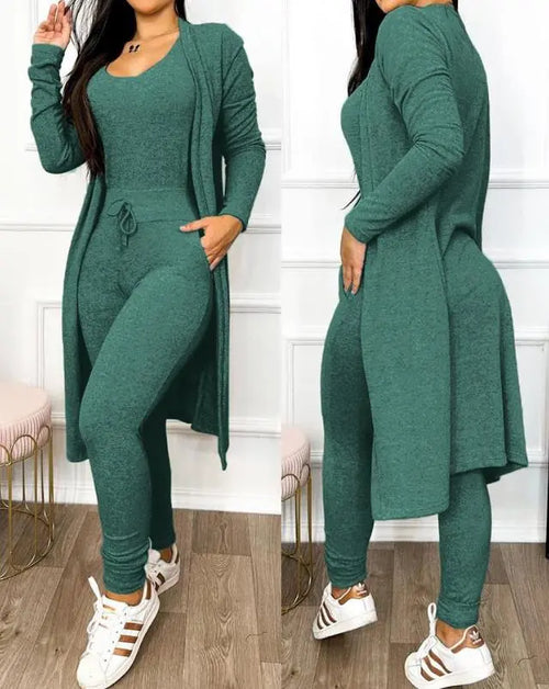 Jumpsuit Women Fashion 2023 Autumn Two Piece U-Neck Sleeveless