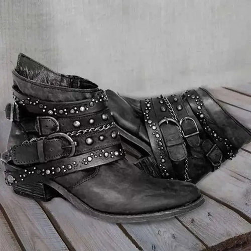 2023 New Vintage Cool Cowboy Western Boots Woman Slip on Metal Rivet