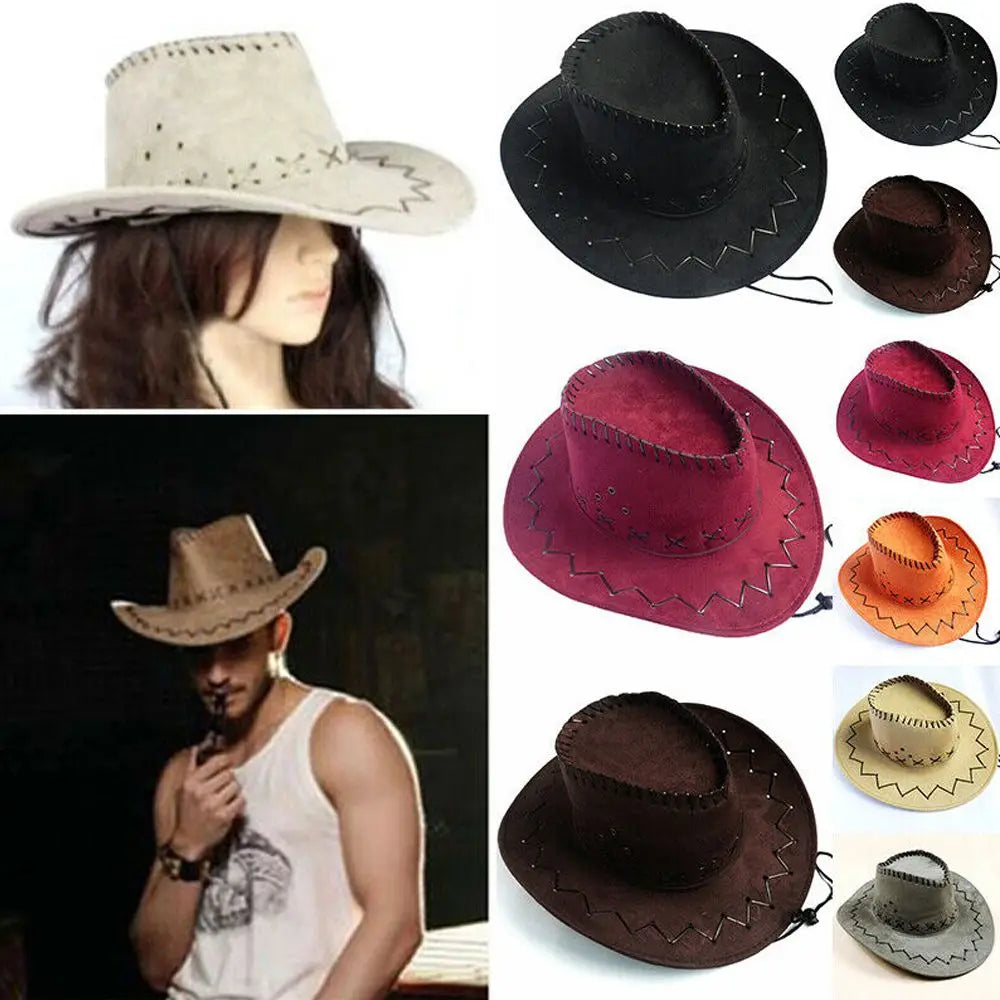 Unisex Cowboy Hat Suede Fashion Cowboy Cap Womens Mens Hat Practical