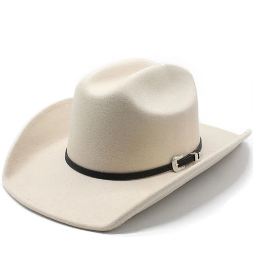 Vintage Western Cowboy Hat with Black Belt Men's Felt Fedora Hat Women