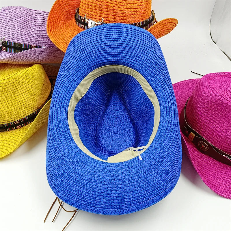 Cowboy Hat 2023 Summer Thin Straw Hat Men's Gentleman Women's Jazz