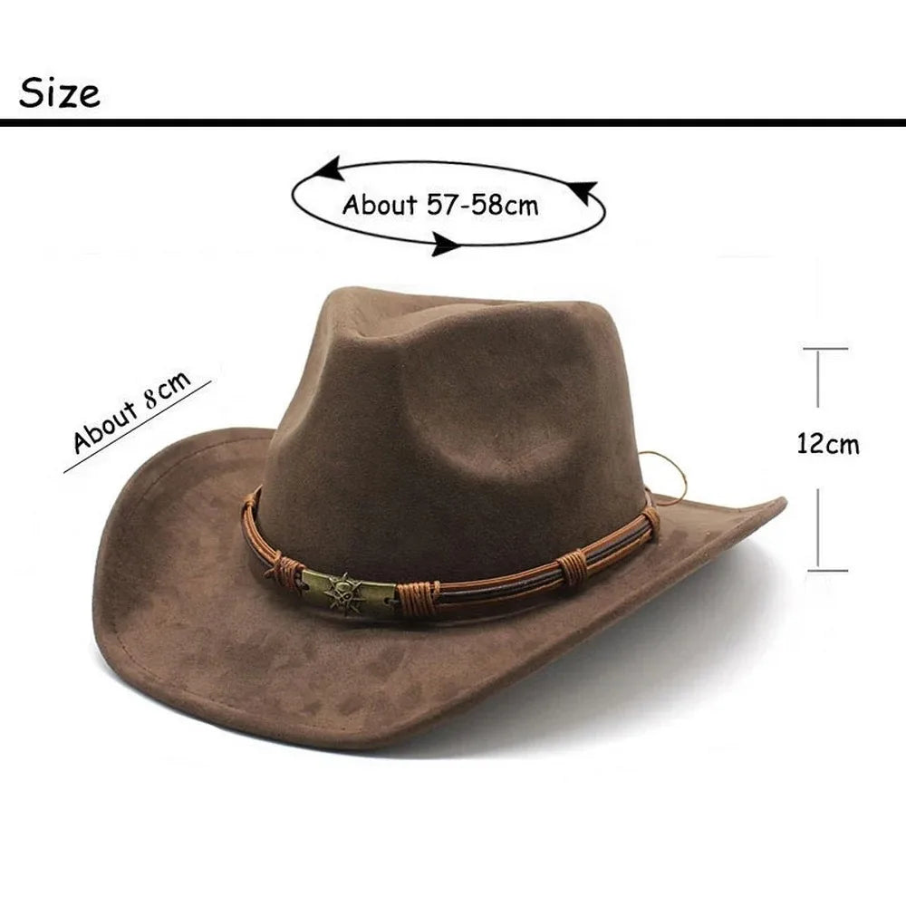 Western Cowboy Hat Jazz Knight Hats For Men Ethnic Style Felt Hats