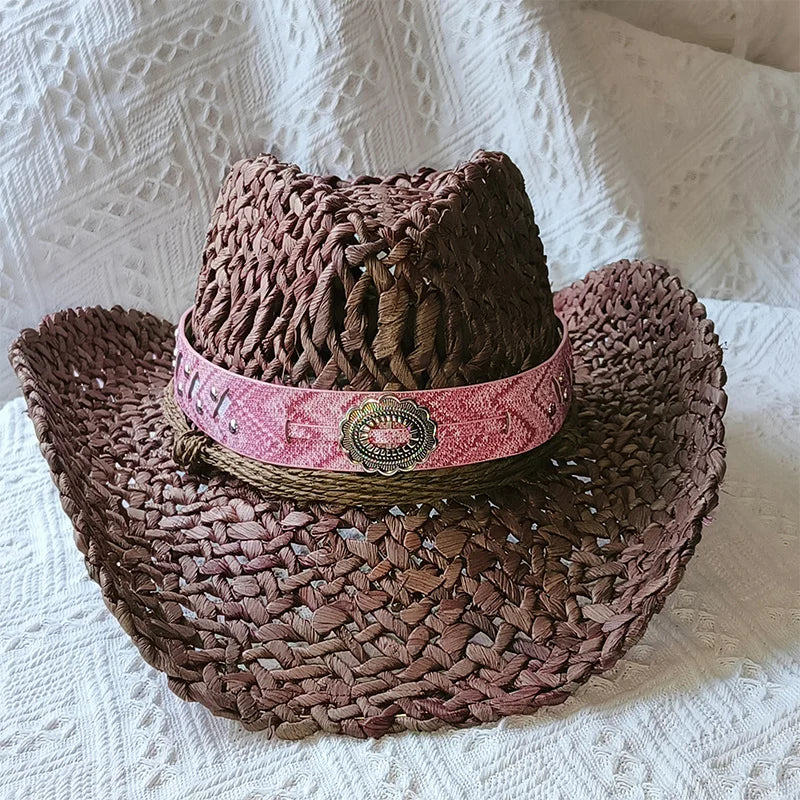 cowboy straw hat wholesale natural corn grass handmade cowboy hats For