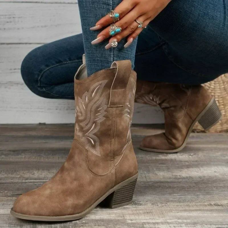 Classic Wedged Suede CowGurl Boots