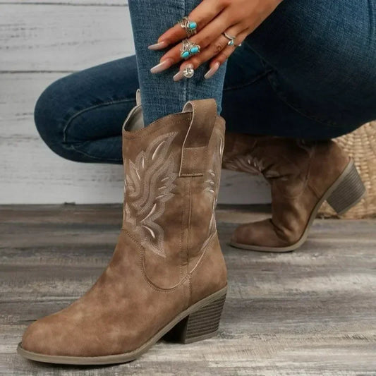 Classic Wedged Suede CowGurl Boots