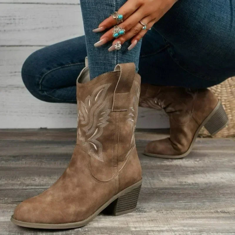 Classic Wedged Suede CowGurl Boots