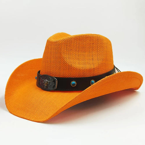 Western Cowboy Straw hat women Fashion Large Brim straw hat Party