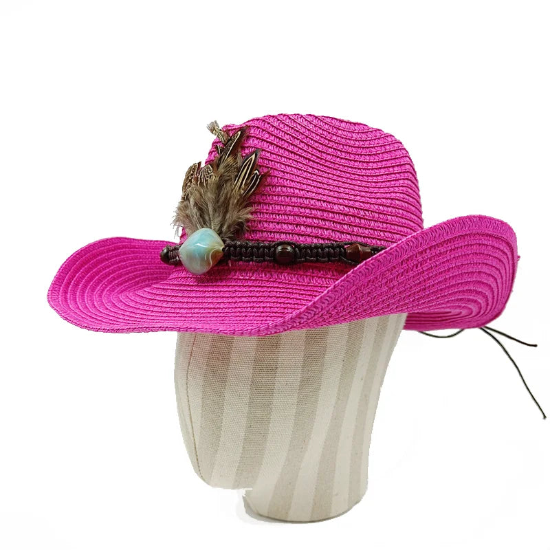 Cowboy Hat 2023 Summer Thin Straw Hat Men's Gentleman Women's Jazz