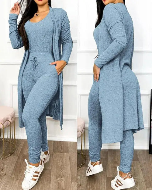 Jumpsuit Women Fashion 2023 Autumn Two Piece U-Neck Sleeveless