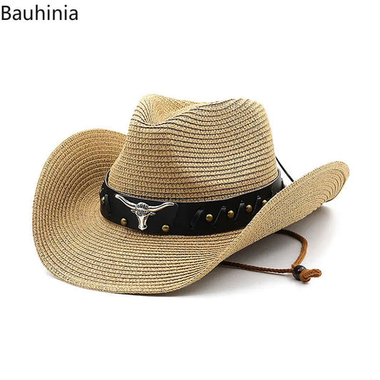 Bauhinia New Straw Western Cowboy Hats For Men Women Summer Outdoor