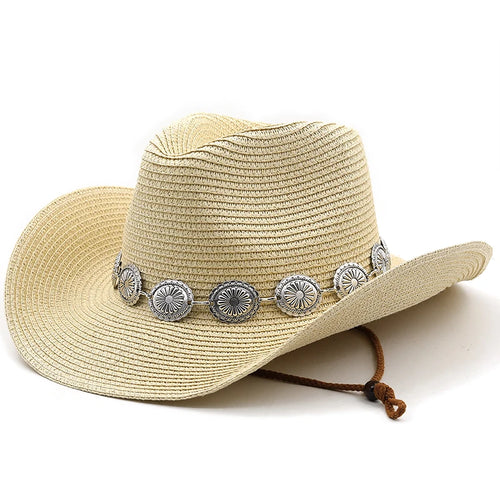 New Summer Men Women Straw Hollow Western Cowboy Hat Elegant Lady Punk