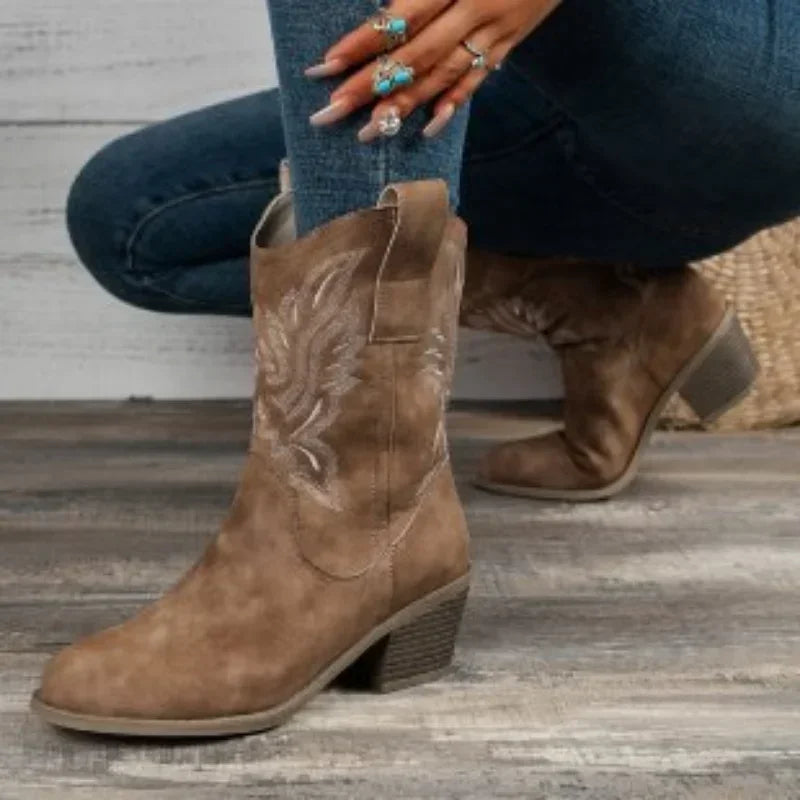 Classic Wedged Suede CowGurl Boots