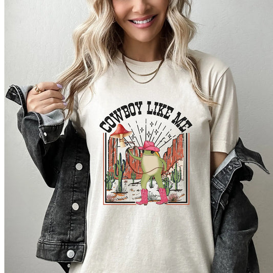 Cowboy Frog T shirt Inspired Like Me Music Country Trendy Woman