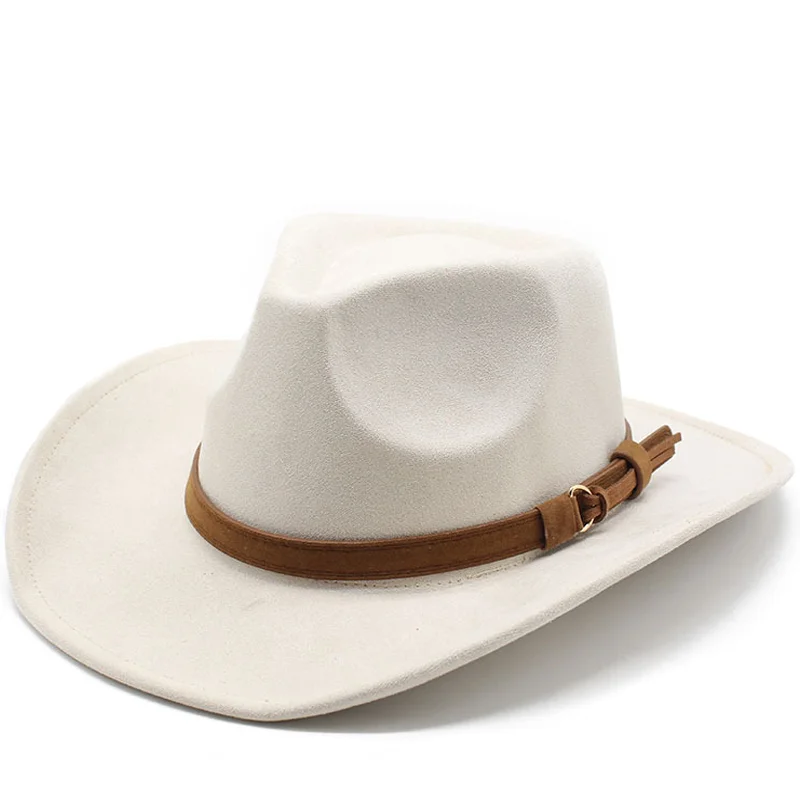 New Wome Men Black Suede Chapeu Western Cowboy Hat Gentleman Jazz