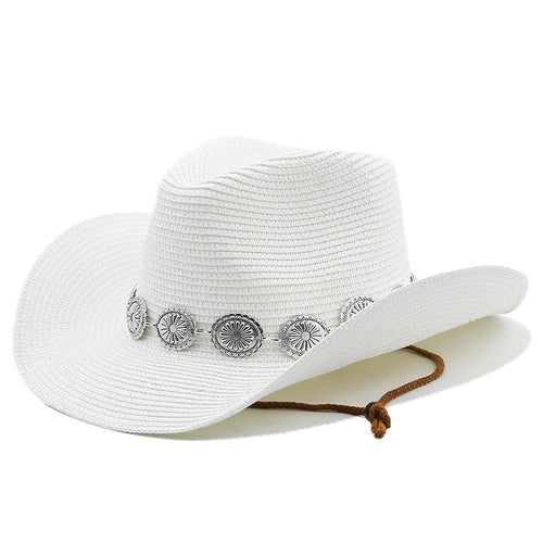 New Summer Men Women Straw Hollow Western Cowboy Hat Elegant Lady Punk
