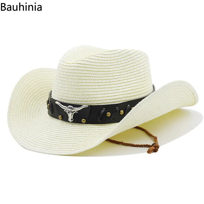 Bauhinia New Straw Western Cowboy Hats For Men Women Summer Outdoor