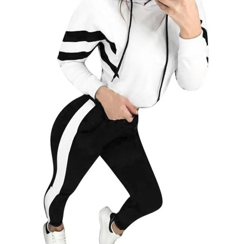 1 Set Women Sweatshirt Sweatpants Stripe Long Sleeve Europe America