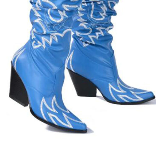 Onlymaker Woman Knee High Boots Western Cowboy Boots Wide Calf