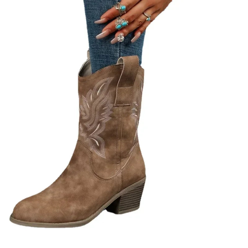 Classic Wedged Suede CowGurl Boots
