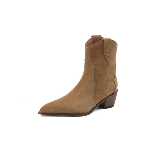 QUTAA 2025 Women Ankle Boots Western Short Boots Cow Suede Leather