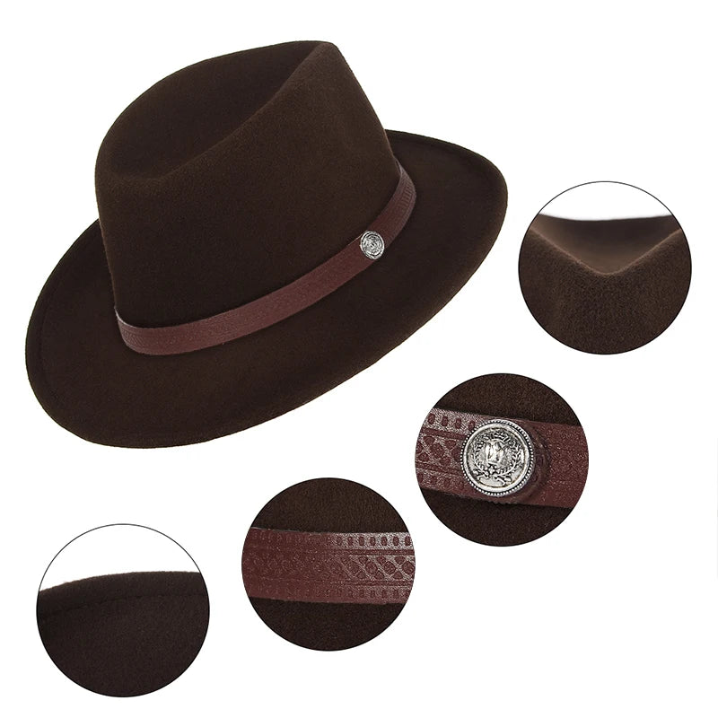 Fashion Women Men Fedoras Western Cowboy Hat Lady Sombrero Hombre