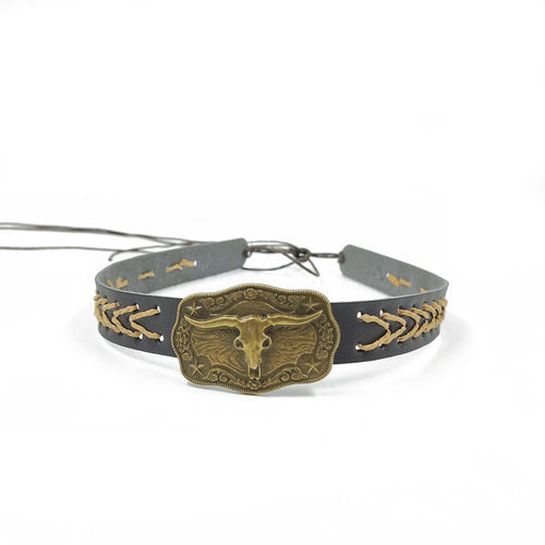 New embroidered bull head accessories men's cowboy hat belt decoration