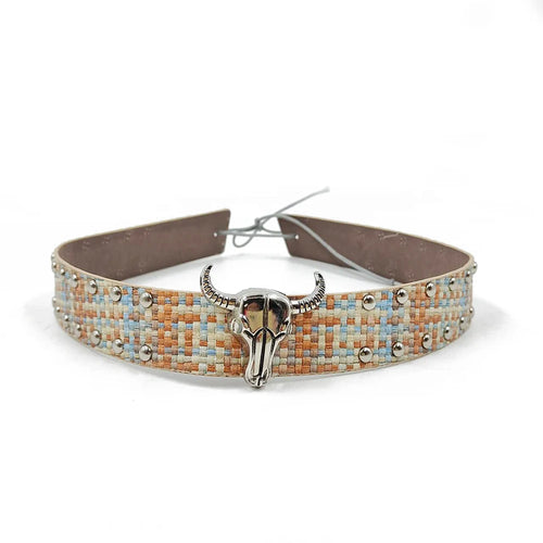 New embroidered bull head accessories men's cowboy hat belt decoration