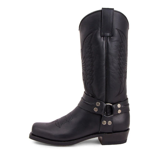 2023 New Western Cowboy Boots Black Brown Faux Leather Winter Shoes