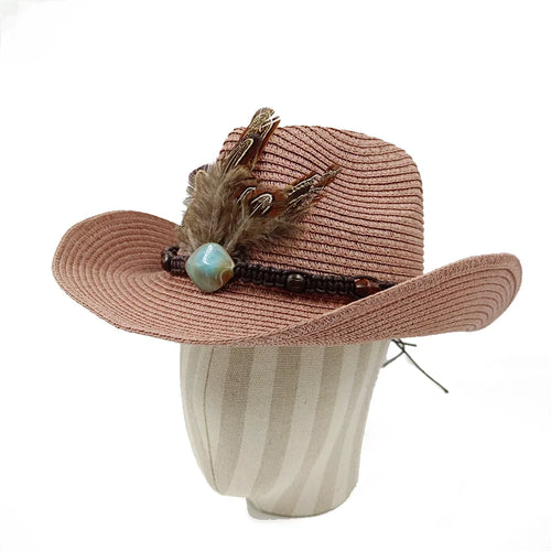 Cowboy Hat 2023 Summer Thin Straw Hat Men's Gentleman Women's Jazz