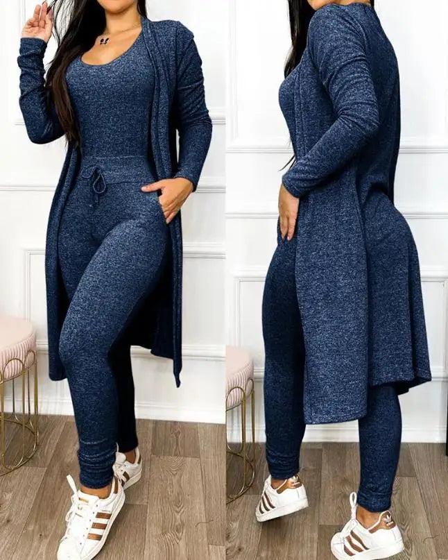 Jumpsuit Women Fashion 2023 Autumn Two Piece U-Neck Sleeveless