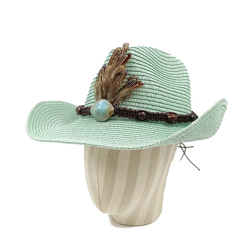 Cowboy Hat 2023 Summer Thin Straw Hat Men's Gentleman Women's Jazz