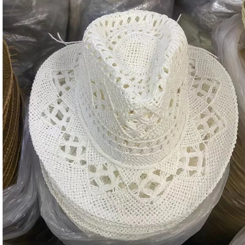 Western Cowboy Straw hat women Fashion Large Brim straw hat Party