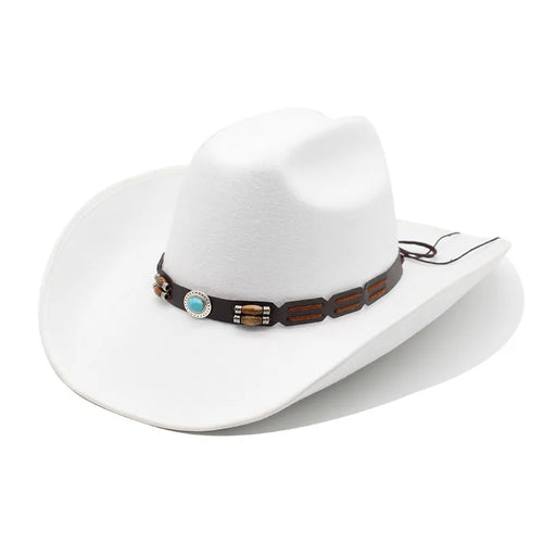 Artificial Wool Western Cowboy Hats For Men Women Vintage Wide Brim