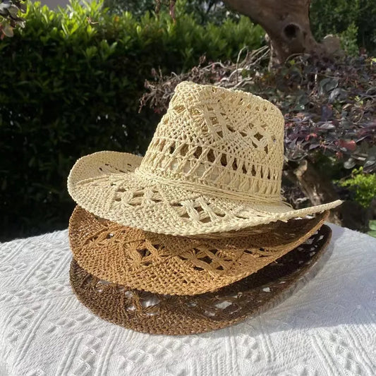 Western Cowboy Straw hat women Fashion Large Brim straw hat Party