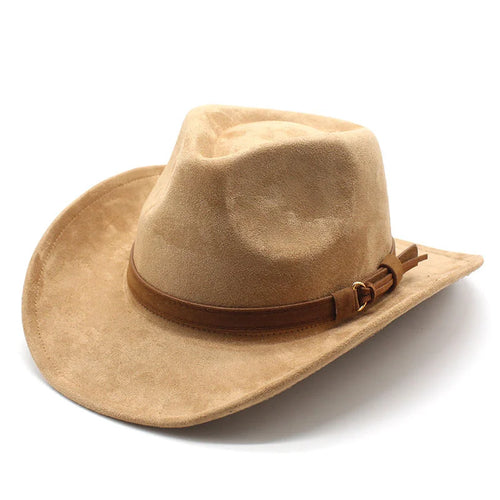 New Wome Men Black Suede Chapeu Western Cowboy Hat Gentleman Jazz