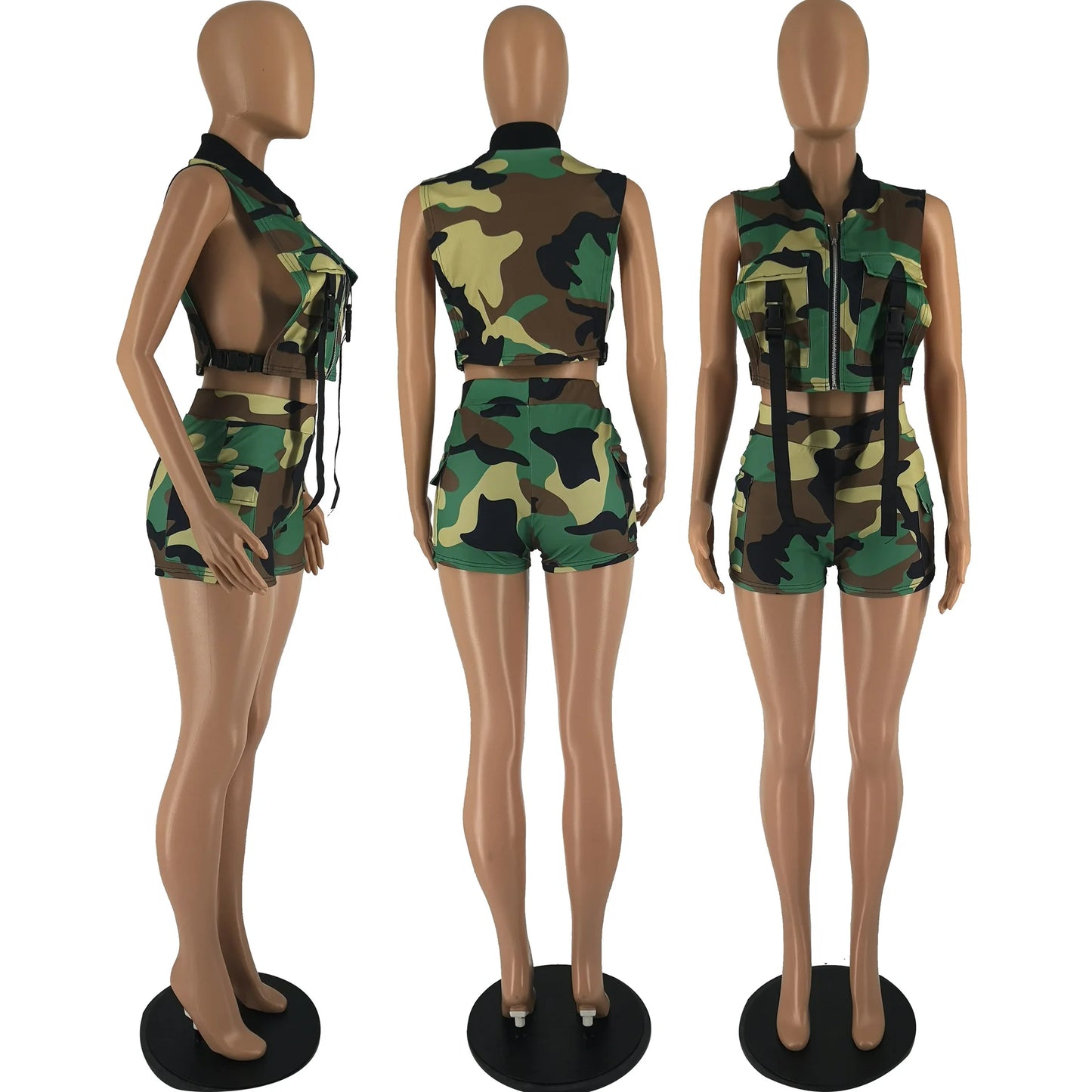 2023 Summer New Camouflage Frock Vest Jacket Shorts Leisure Time