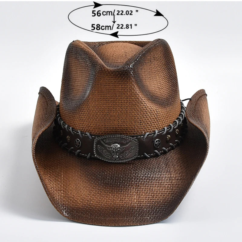 New Men's Women's Vintage Western Cowboy Hat Handmade Straw Weaving