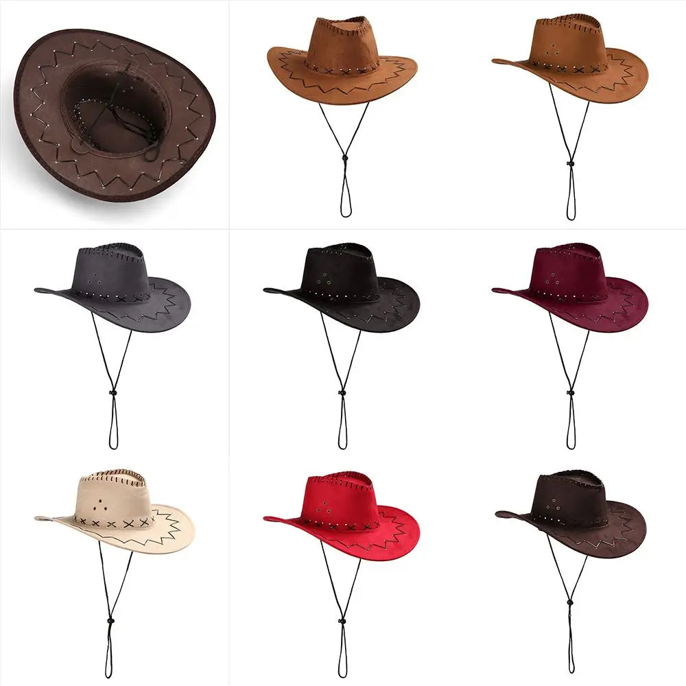 Women Men Cowboy Hat Western Suede Cowgirl Hats Fashion West Fancy