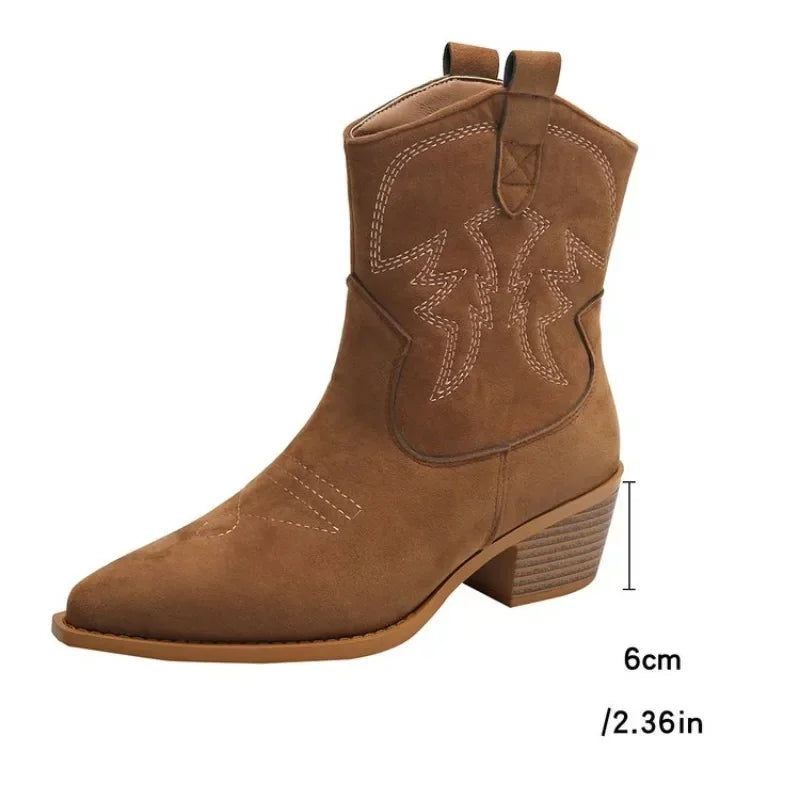 New Natural Short Women Boots Leather Handmade Pointed Toe Spike Heel