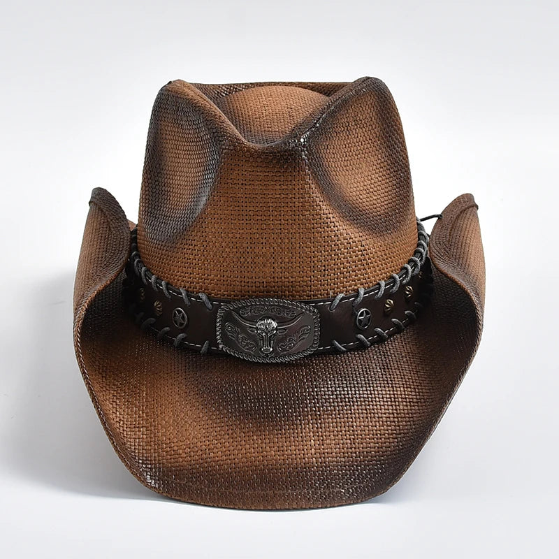 New Men's Women's Vintage Western Cowboy Hat Handmade Straw Weaving