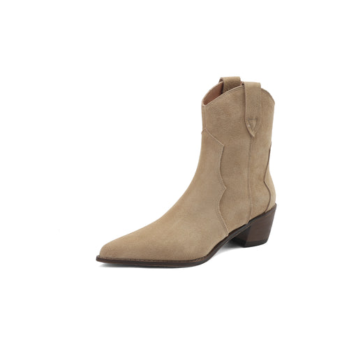 QUTAA 2025 Women Ankle Boots Western Short Boots Cow Suede Leather